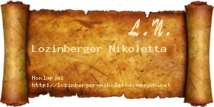 Lozinberger Nikoletta névjegykártya